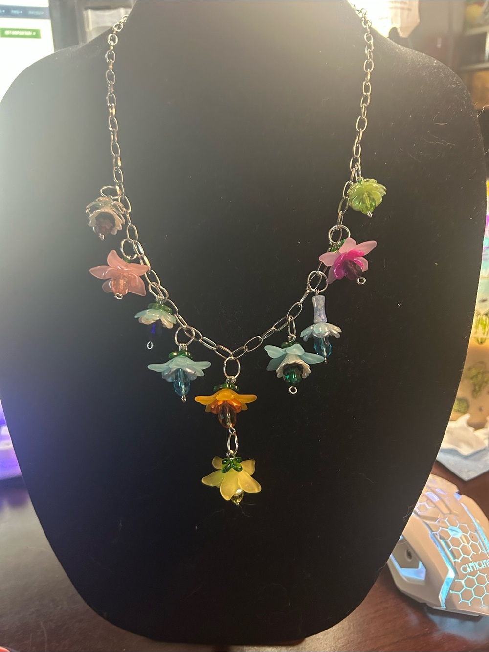 Multicolor Floral  Bead Necklace - Women's Jewelry